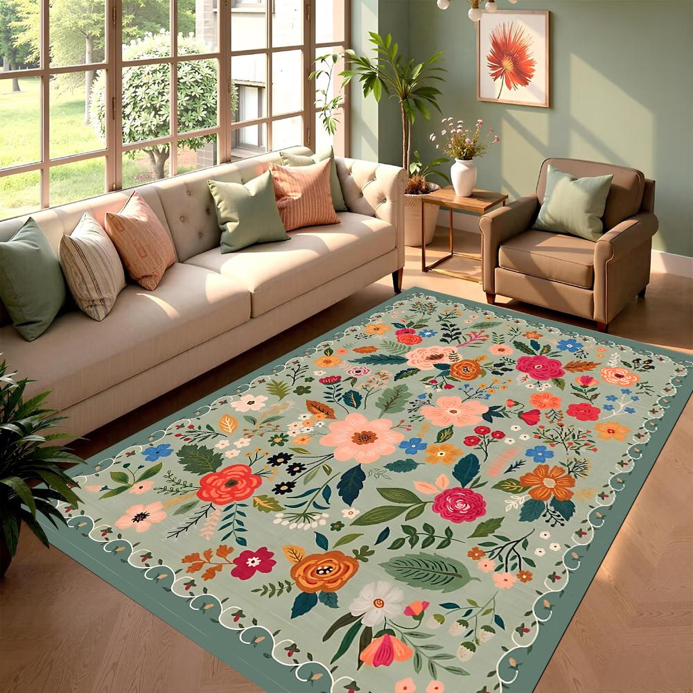 

Victorian Floral Area Rug Elegant Home Decor Vine Bloom Design Carpet Soft Non-Slip Floormat for Living Room Bedroom 40X60cm