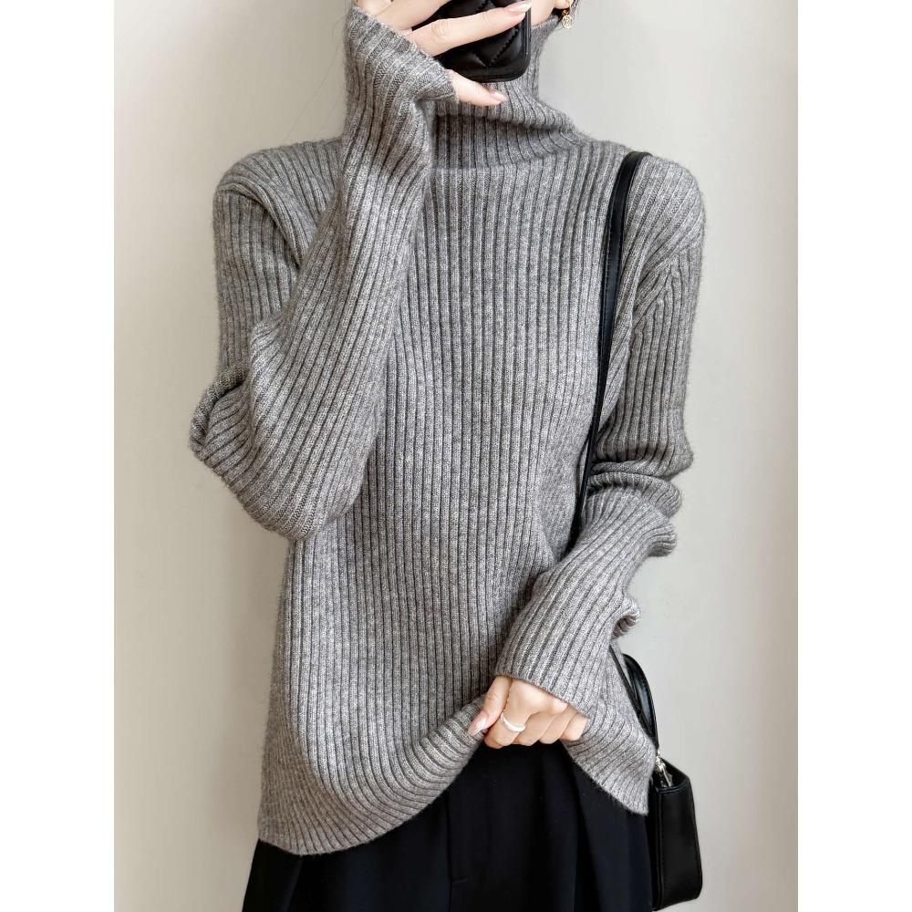 Verdickter Rollkragen Strickpullover, Damenpullover mit hohem Kragen, Neues warmes Pullover-Top