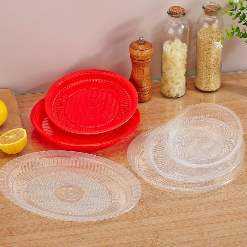 Transparent Food-Grade Disposable Plastic Plates for Banquets, Picnics, & Barbecues