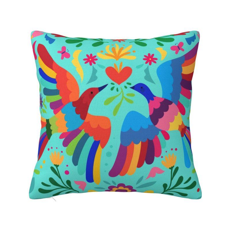 Custom Fashion Mexican Otomi Birds Texture Pillow Case 40x40cm Sofa Folk Floral Art Luxury Cushion Cover Car Pillowcase