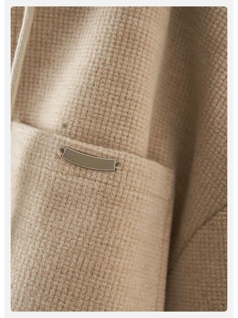 Women's Thickened Woolen Coat with Hood - Stylish Casual Winter Outerwear, Plus Velvet, Loose Silhouette 