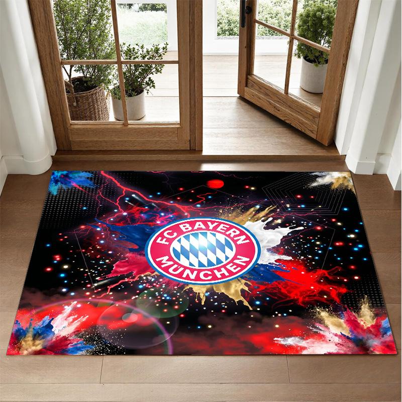 Bayern Munich Design Crystal Velvet Rug Soft Decorative Mat for Bedroom Entrance