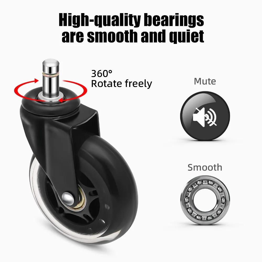 5PCS Office Chair Caster Wheels 10MM 11MM Rubber Wheels Replacement Soft Safe Furniture Casters Wheel Universal 360 Degree Wheel