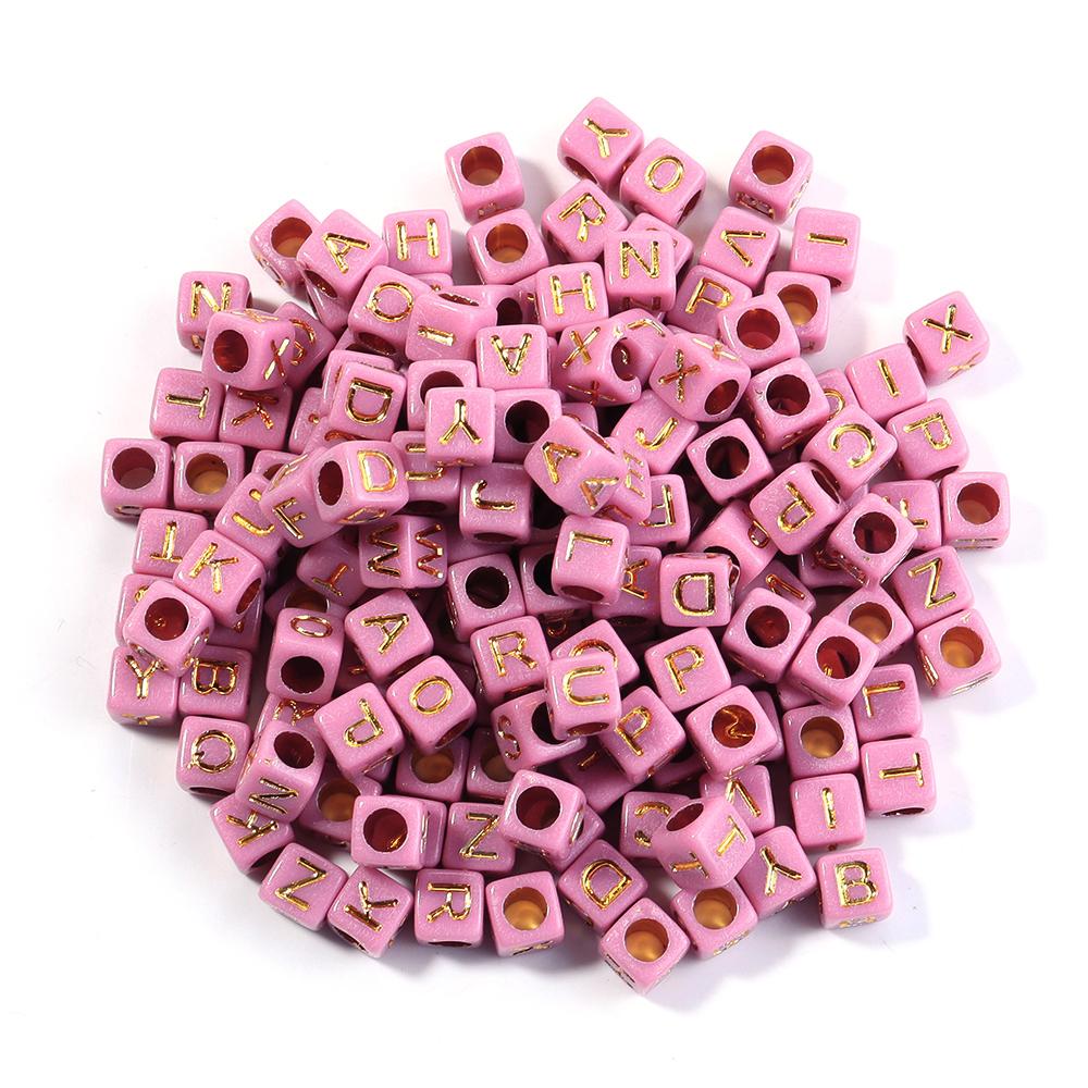 100pcs/Lot 6mm Mix Color Square Alphabet Letter Beads DIY Bracelets Necklace Big Hole Acrylic Beads for Jewelry Making Supplies