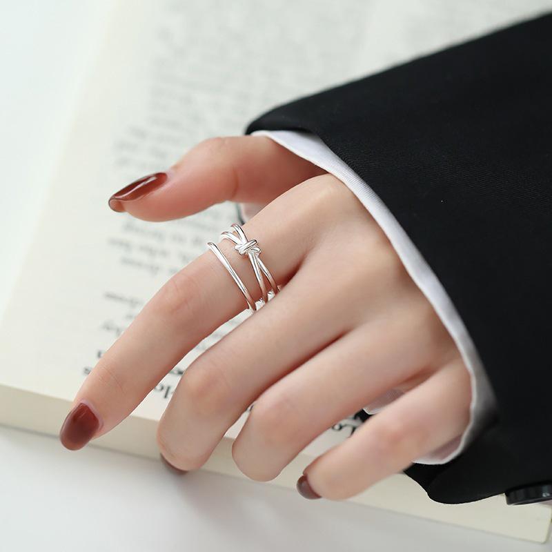 Women's 925 Knotted Open Ring: Light Luxury Index or Pinky Niche Design