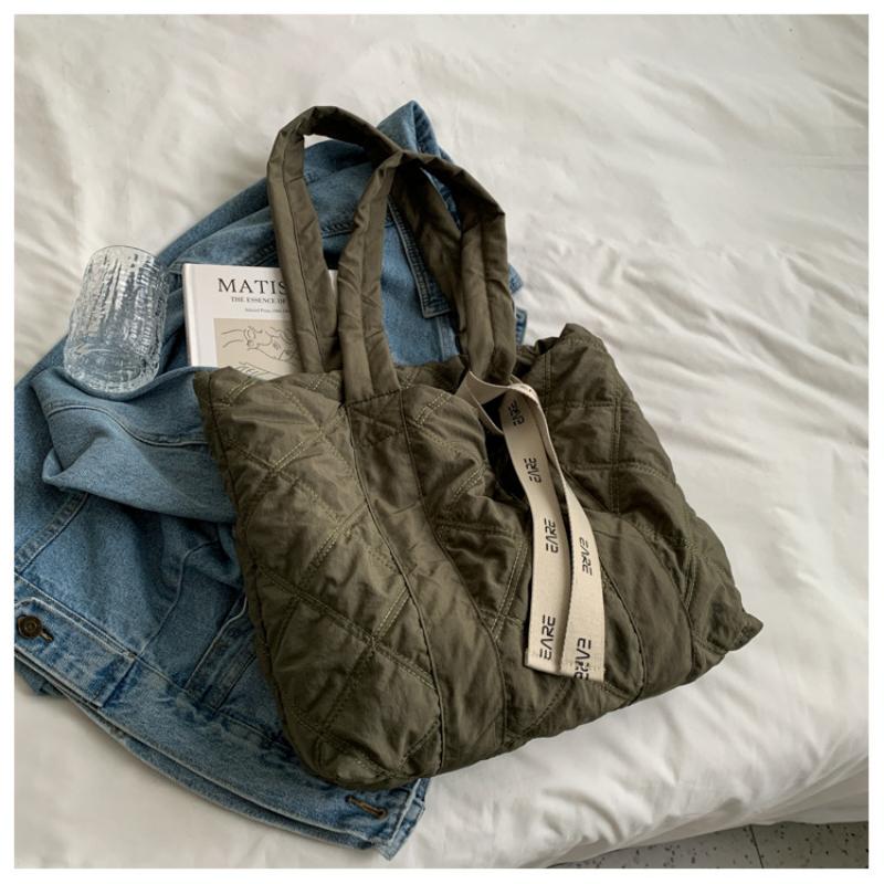 Leisure Down Bag  Women's Shoulder Bag Autumn and Winter Linggetote Bag Large Capacity Bag  Student Bag