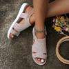 Large size flat-bottomed wind knitted rhinestone sandals women's elastic fly-woven casual sandals women's shoes