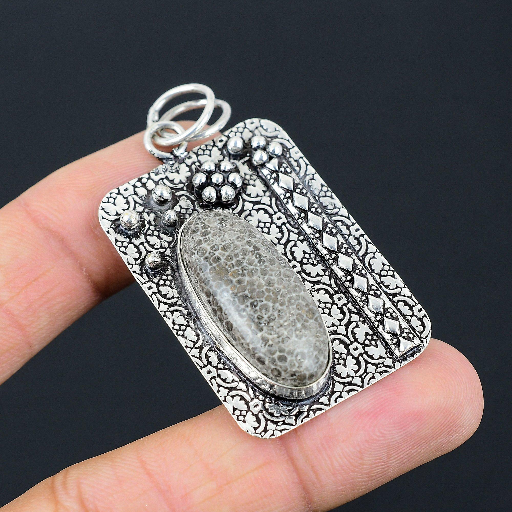Wedding Gift For Her 925 Sterling Silver Natural Stingray Coral Gemstone Pendant