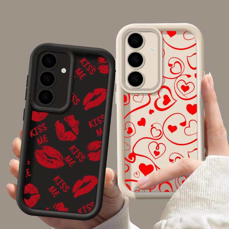 Kiss me Love Red Lips S24FE Phone Case For Samsung S25 S24 S23 Ultra 5G S22 S20 Plus S21 FE Cases Cover Galaxy S25Ultra Funda