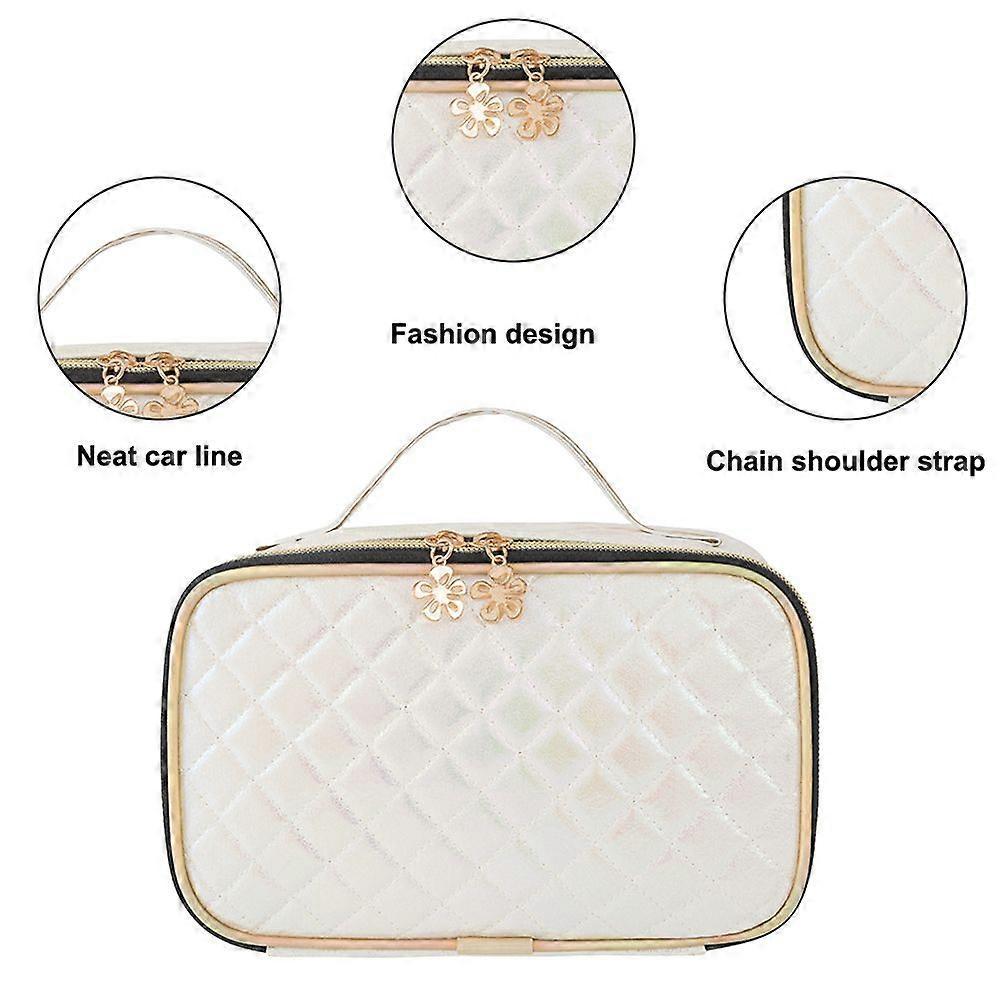 Laser Leather Diamond Plaid Cosmetic Bag, Portable Cosmetic Bag, PU Material