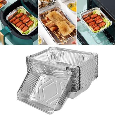 10/20/50 Stück Ölfestes Heißluftfritteusen-Aluminiumfolienfach Rechteckiges Alufolienfach Zum Backen Braten