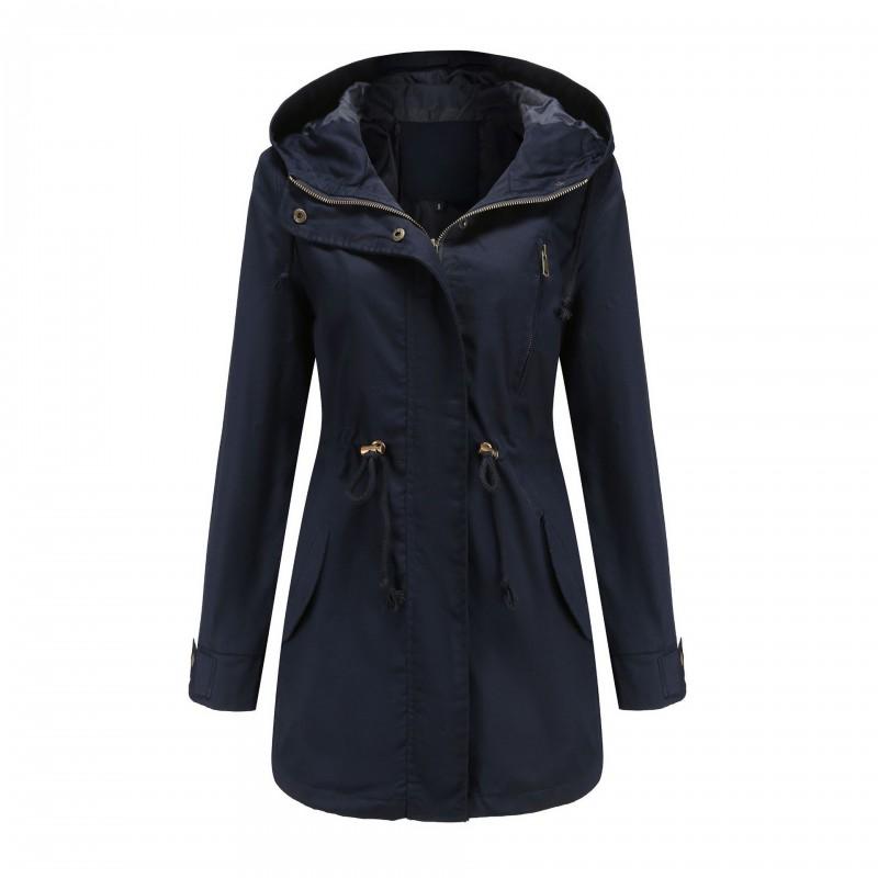 Womens Cotton Hooded Windbreaker Jacket Loose