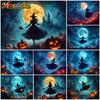 Mocsicka Halloween Witch Photo Backgrounds Shooting Props Moon Castle Bat Jack-O-Lanterns Party Decorations Photography Backdrop