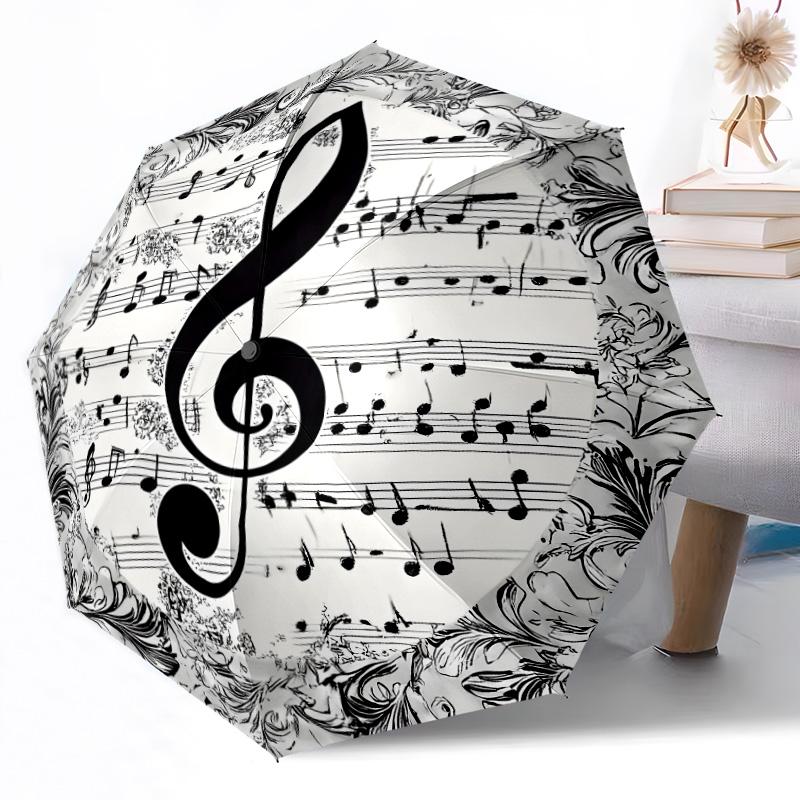 Ombrello Automatico da Esterno con Note Musicali Colorate Design Retrattile con 8 Stecche Resistenza Leggero Regalo Perfetto per Amici Famiglia