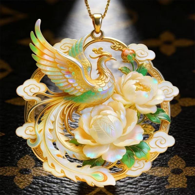 Ethnic Imitation Jade Pendant Necklace Chinese Vintage Charm Jewelry For Men Women Daily Outfit Festival Gift Use