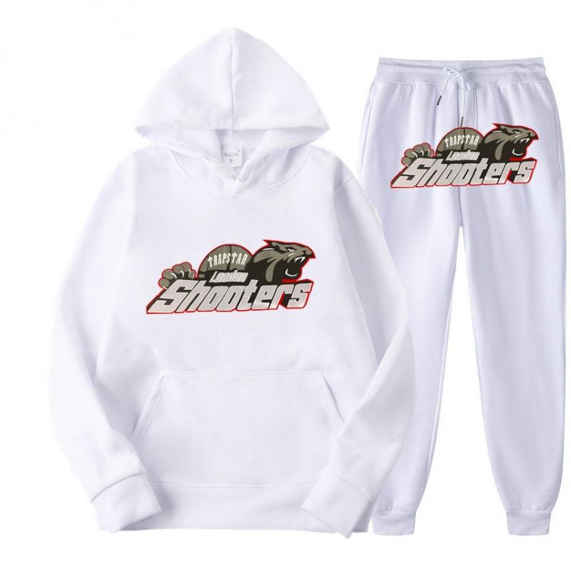 New Men's and Women's Casual Sports Suit, Red and Black Tiger Head Sweater and Sweatpants Suit.