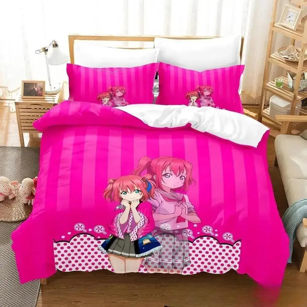 3D Print Anime LoveLive! Sunshine! Bedding Set Duvet Cover Bed Set Quilt Cover Pillowcase Comforter king Queen Size Boys Adult