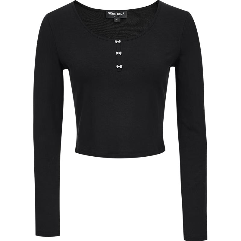

VEROMODA Women s Bow-Detail Long Sleeve T-Shirt L