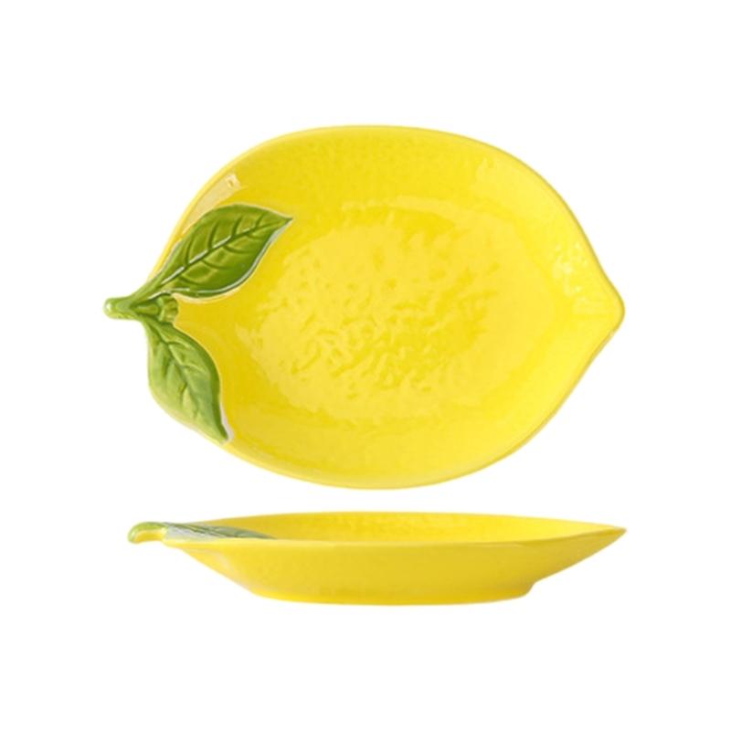 Piccola Ciotola da Immersione con Motivo di Limoni in Ceramica Piatto da Portata per Dessert Insalata Stoviglie Sicura Uso Quotidiano Regalo per Festa di Compleanno