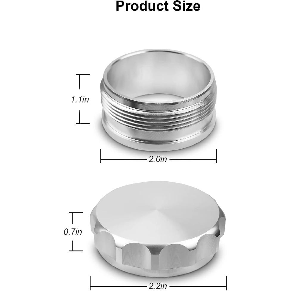 OD 2"/50.8Mm Aluminium Alloy Fuel Cap Weld On Filler Neck Oil Tank Cap Silver