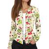 Women's Fashion Christmas Print Casual Zip-Up Long-Sleeved Hooded Jacket