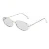 New Modern Retro Tea Narrow Frame Sunglasses Luxury Cat Eye Metal Sunglasses for Women Vintage Men Travel Outdoor Sunglasses