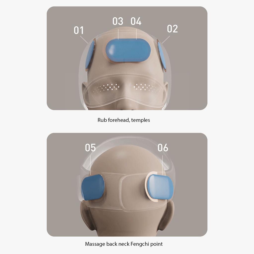 Electric Head Eye Massager PU Sponge Multilevel Hot Air Bag Wrap Headband Scalp Massager Helmet for Stress Relief Relaxation