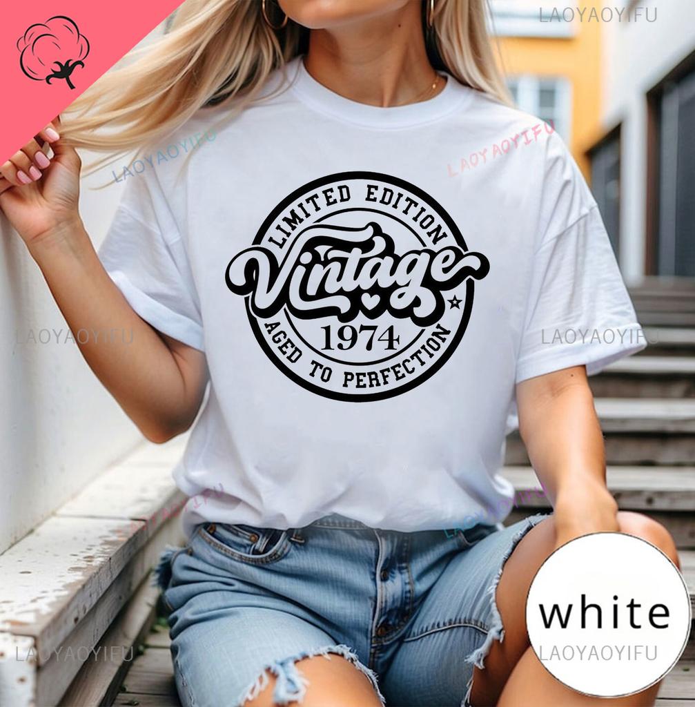 Mens Luxury Tshirt Vintage Year 1974 - Limited Edition 49rd Birthday Mens Funny T-Shirt 50 Year Old T Shirt Summer Tops Tees
