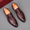 Fashion New Men's Pointed  Business Crocodile Pattern Casual Shoes Male Designer Slip On Loafers Homecoming Wedding Dress Footwear