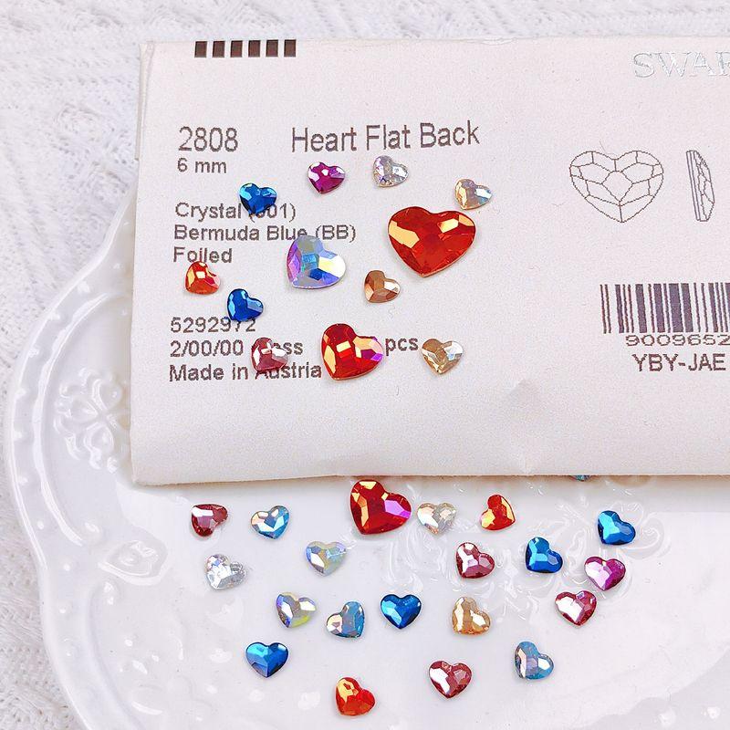 

Genuine Goods Chanluo 2808 Flats Heart Diamond Peach Heart 6mm Austria Bright Crystal Nail Rhinestone-Sticking DIY 001 White 6mm-1
