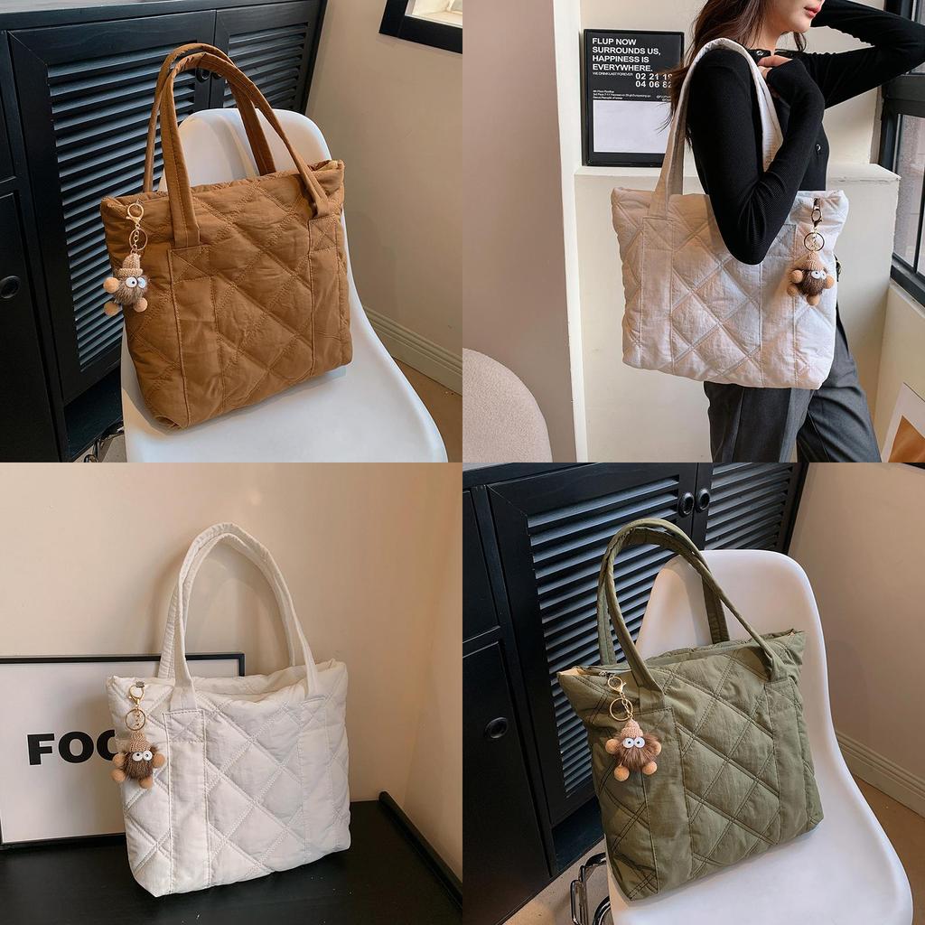 2024 New Style Fashionable Embroidered Pendant Large Capacity Commuter Casual Shoulder Tote Bag Women Street Trend