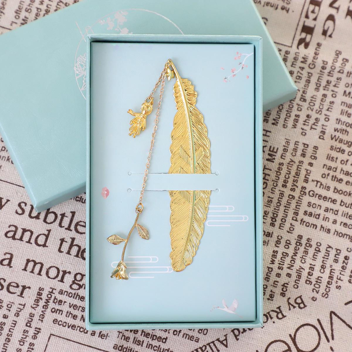 The Little Prince Rose Bookmark - Valentine s Day Gift, Metal Feather Design for Boys & Girls