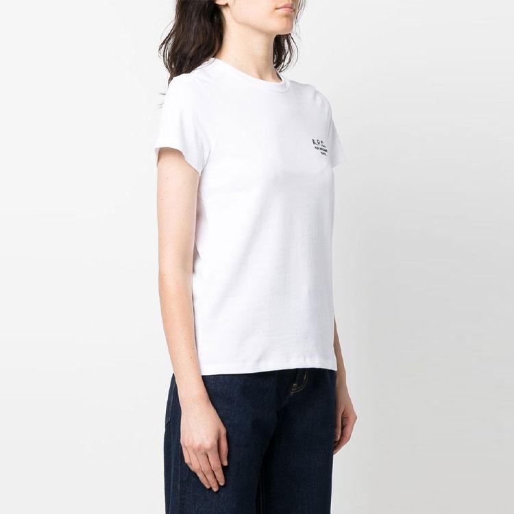 A.P.C Solid Color Embroidered Logo Crew Neck Regular Sleeve T-Shirt Women tops White COEZCF26842-AAB