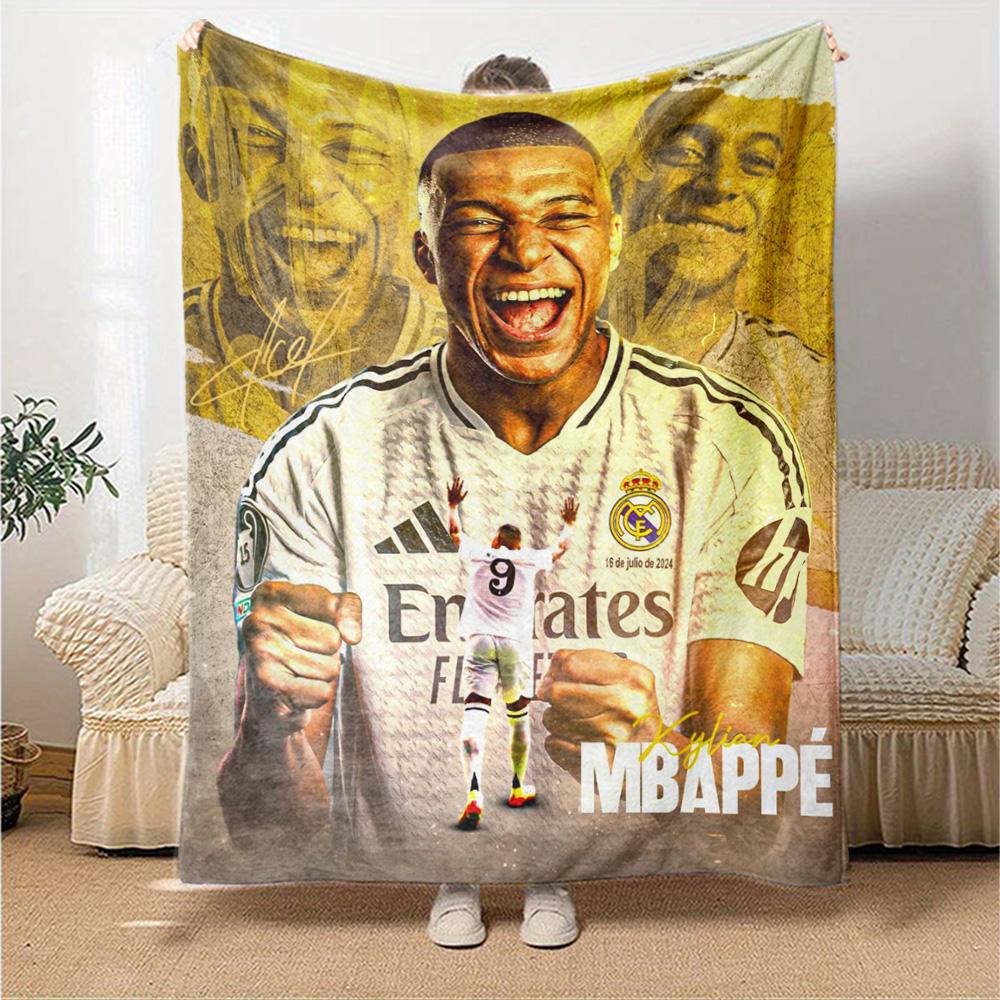 Star Player Kylian Mbappé Blanket Soft Warm Cozy Suitable for Bed Chair Livingroom for All Seasons Playful Design Gift for Travel Home Birthdays
