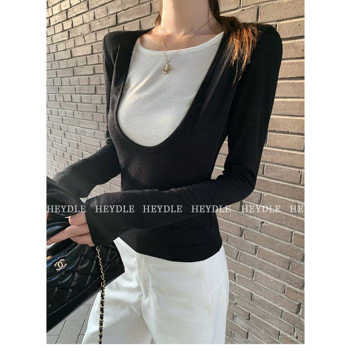 Black Bean Color Block Lyocell Round Neck Slim-Fit Women s T-shirt Medium