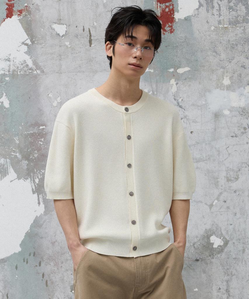 Agod Solid Half Knit Cardigan [Ivory]