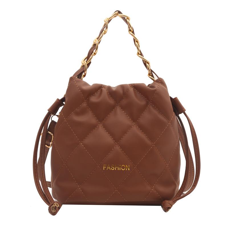 

Нова сумка-відро з алмазною вишивкою 2024 року, текстурована універсальна портативна сумка через плече коричневий