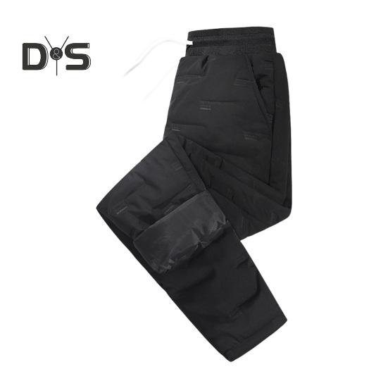 

Зимние мужские брюки с толстой подкладкой, эластичный пояс на шнурке, резинка на щиколотке, гладкая поверхность, однотонные теплые спортивные рабочие брюки для путешествий XL чёрный