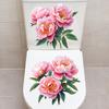 Elegant Pink Floral Toilet and Wall Sticker Set Waterproof Self-Adhesive Removable Decal for Bathroom WC Decoration