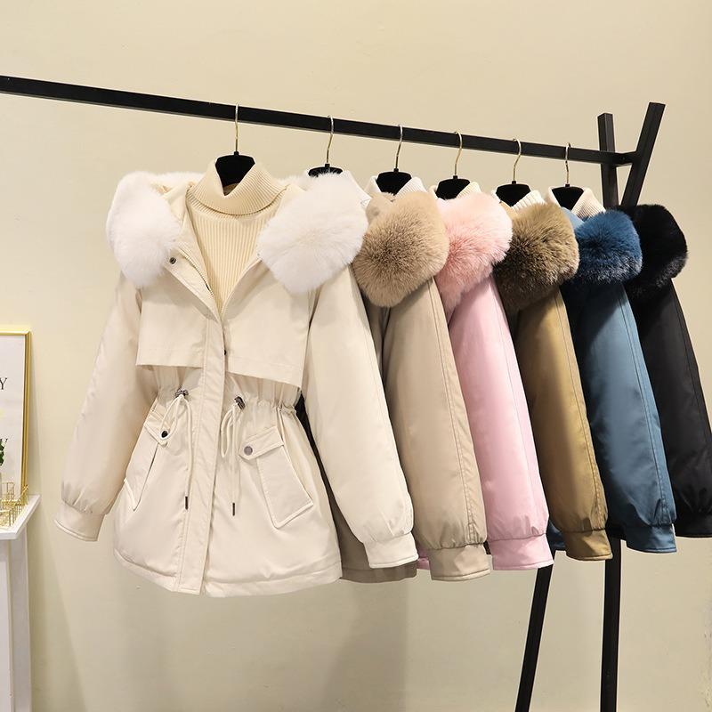Pie Overcome Women's New Cotton-padded Clothes Loose and Thickened Cotton-padded Jackets Winter Big Fur Collar Short Cotton-padded Jackets