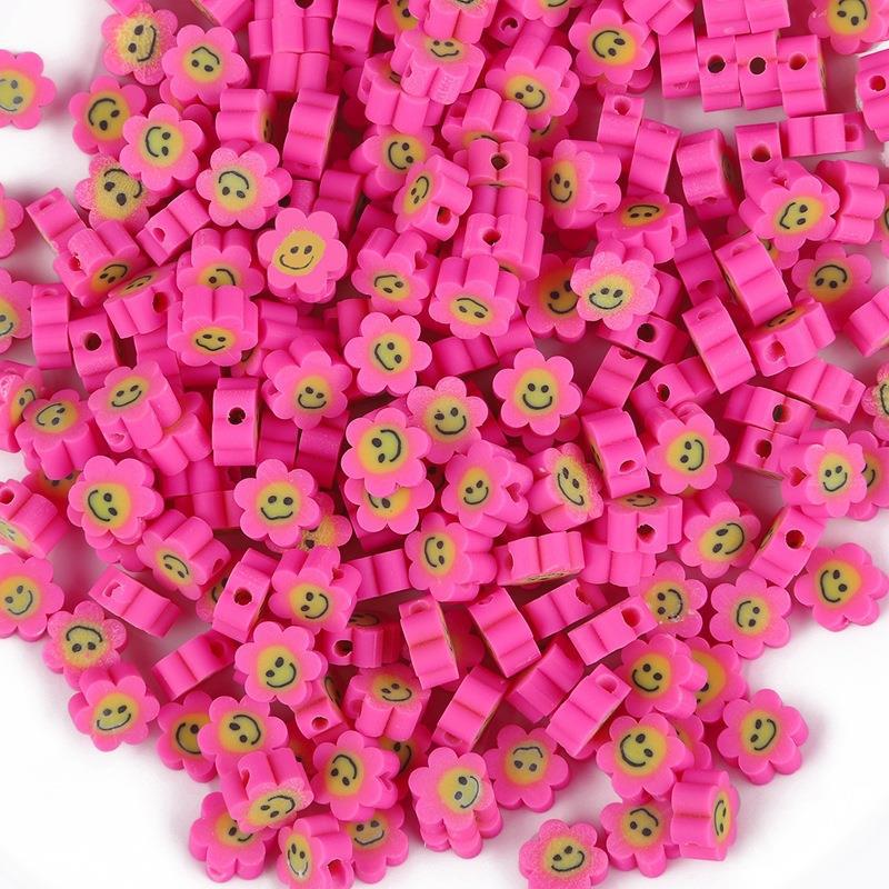 Colorful Sunflower Smiley Face Polymer Clay Beads for DIY Earring and Jewelry Making