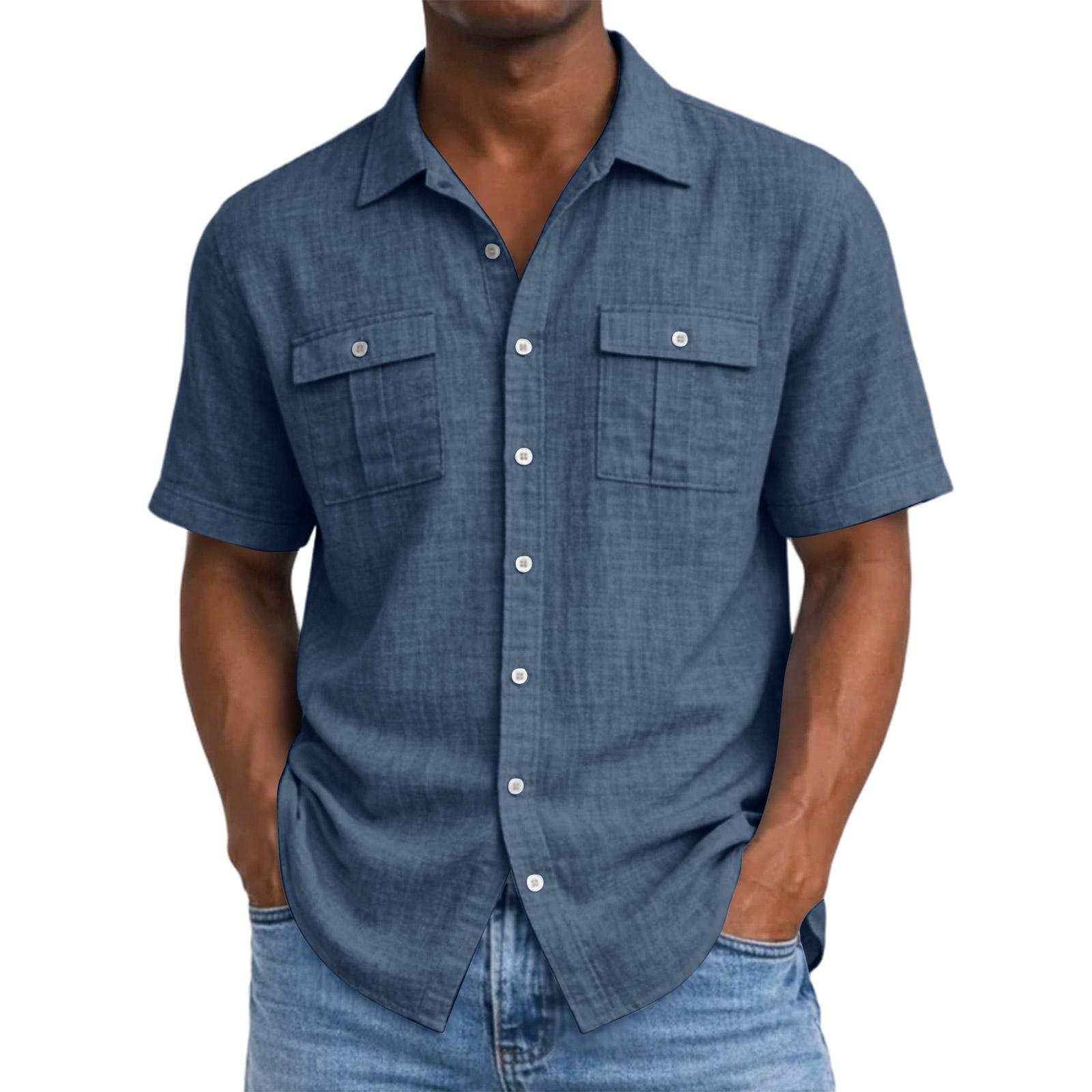 

Men s Casual And Fashionable Shirt XL Темно-синій