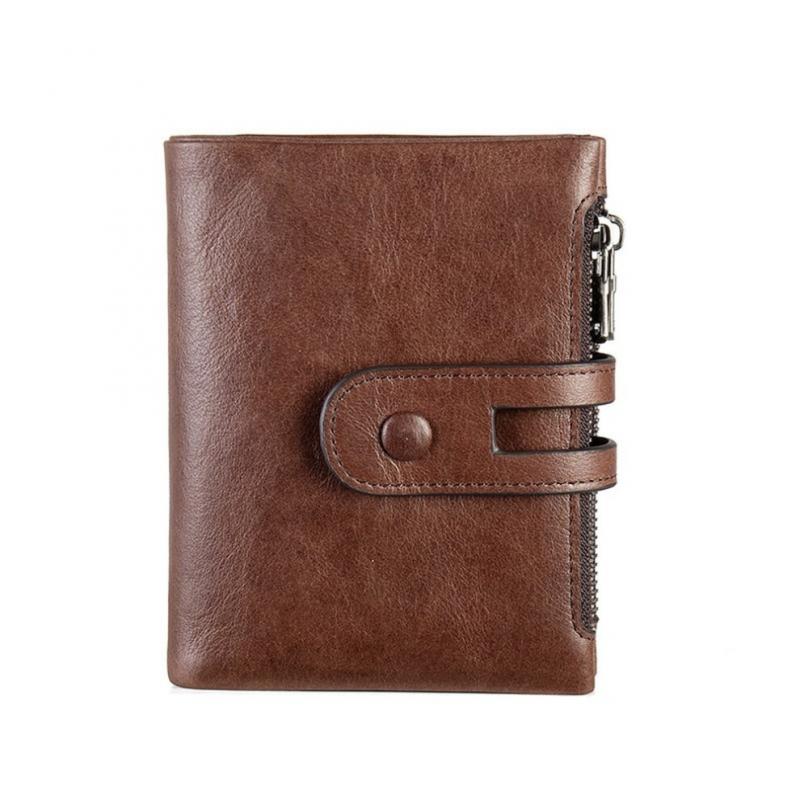 Hot Retro Mens Leather Wallet RFID Anti-theft Brush Head Layer Cowhide Retro Casual Wallet