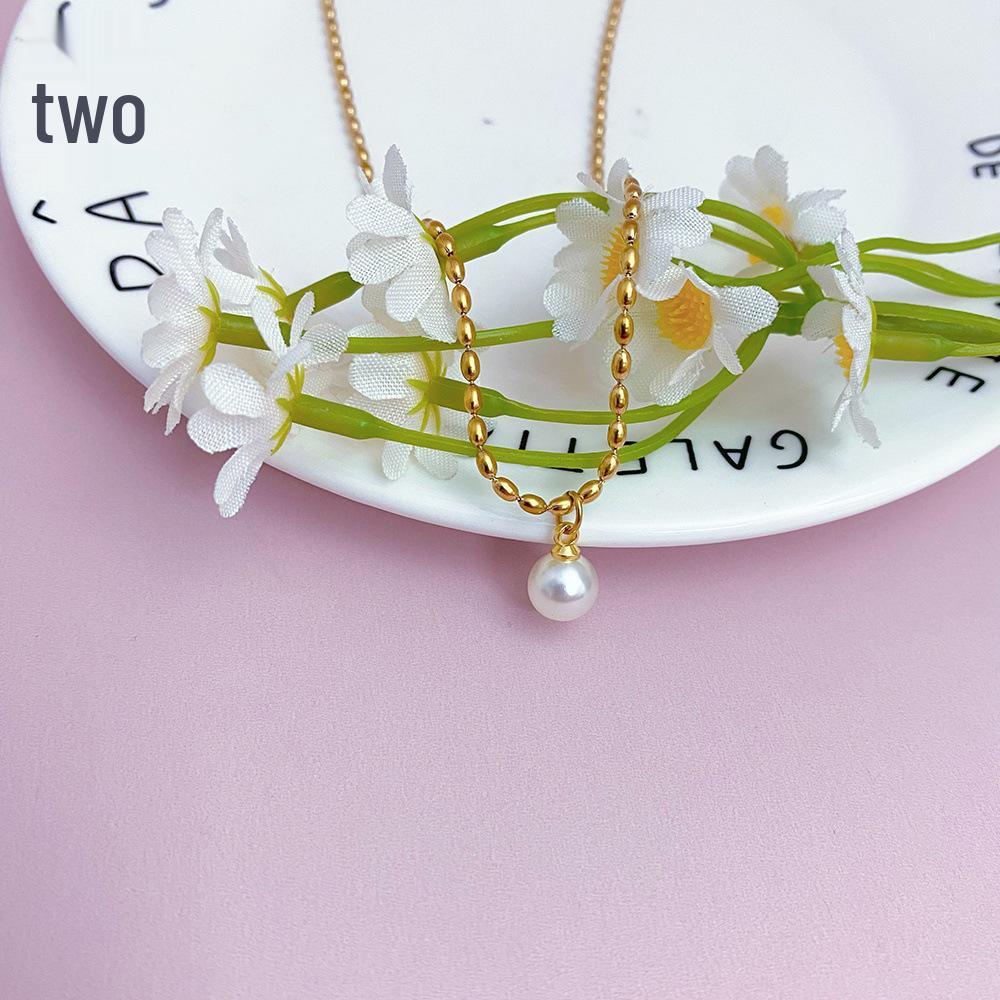 Korean Style Clavicle Chain: 18K Gold Plated Stainless Steel Faux Pearl Choker Necklace