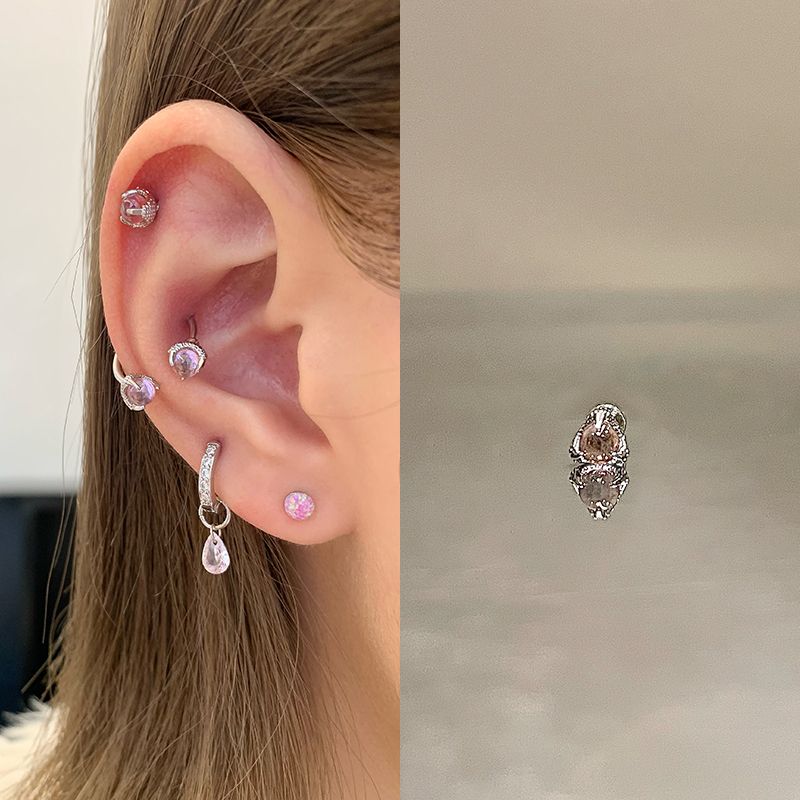 

Ear Bone Stud Ring Medical Titanium Steel Small Ear Studs Ear-Caring Titanium Alloy Female Niche Design Eardrops Earrings Fancy Pink Dragon Claw 1