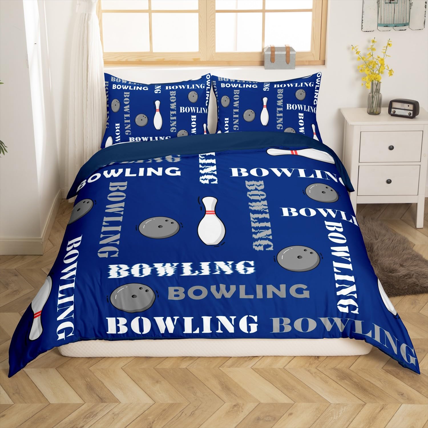 

Bowling Pin Ball Lightweight Duvet Cover Sets Bowler Player Unique Gift Idea Twin Full Queen King Size Bedding Bed Sets No Quilt EU Single(135x200cm)
