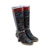 Johnature Hand Painted Genuine Leather Patchwork Vintage Court Style Lace Trimmed High Heeled Long Boots