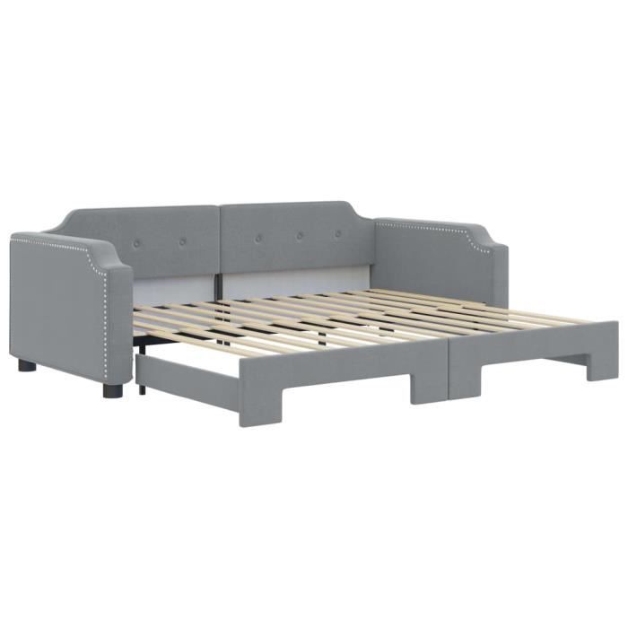 VidaXL Daybed with Pull-out Bed Light Grey 90x200 Cm Fabric 3197634
