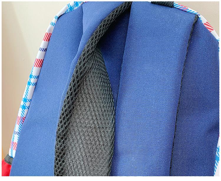 American Girl Retro Blue Plaid Cartoon Backpack for Junior and High School - Large Capacity, Casual Style