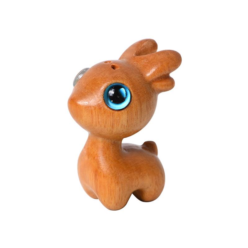 Wooden Cute Cartoon Deer Ornaments Miniature Figurine home Decor DIY Key Chain Accessories Birthday gifts Souvenirs
